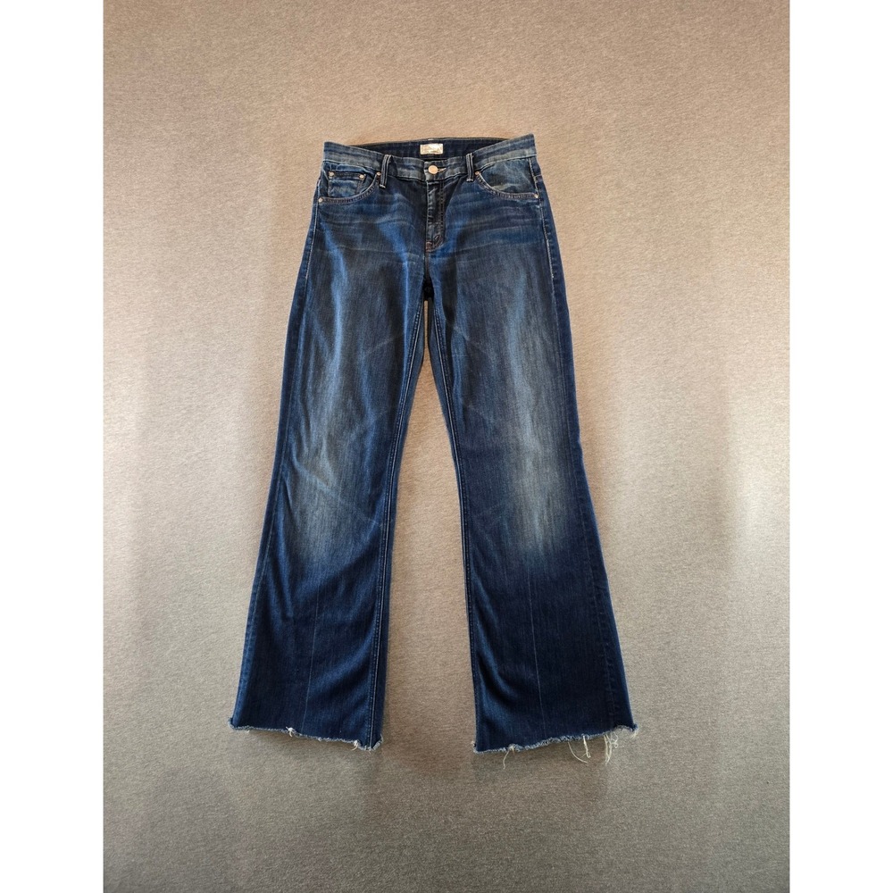 Mother Jeans Womens 28 Blue Stardust The Mellow Drama Flare Raw Hem